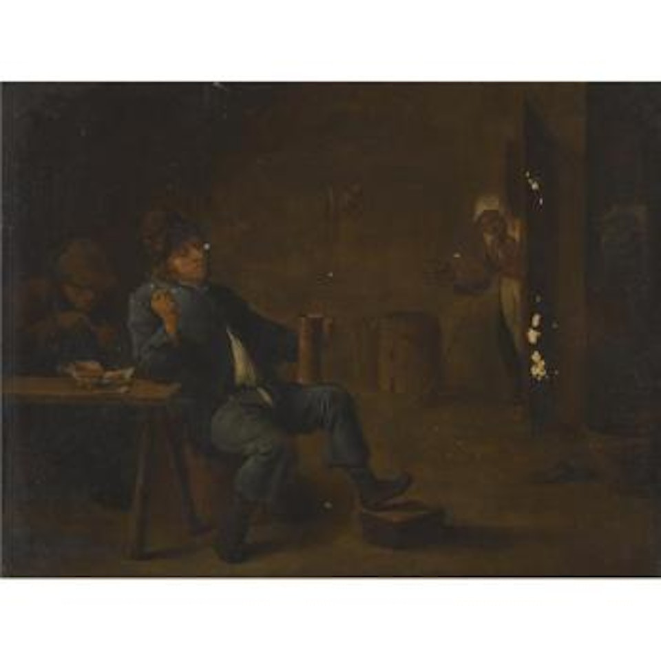 Interior With Figures Smoking And Drinking by David Teniers II
