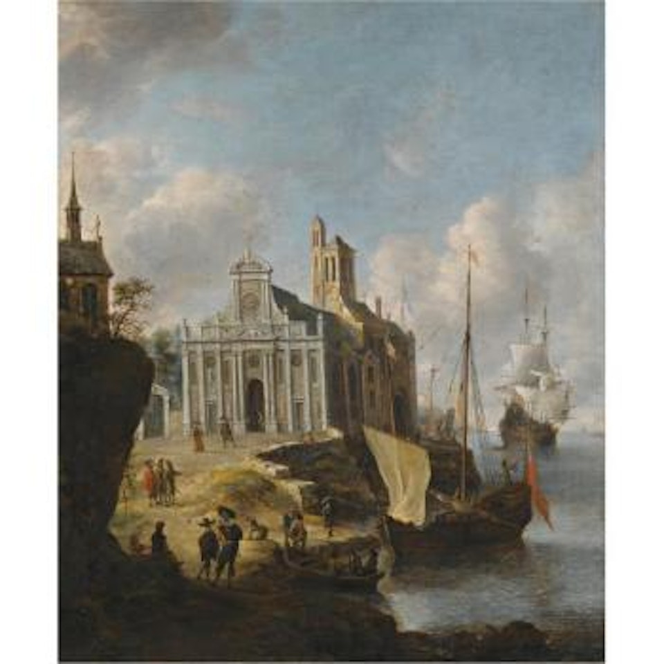A Capriccio Of A Mediterranean Port by Jan Abrahamsz. Beerstraten