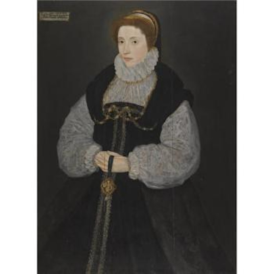 Portrait Of The Hon. Dorothy Latimer, Wife Of Thomas Cecil, Later 1st Earl Of Exeter Holding A Pendant Depicting Perseus (1549-1608) by Master of the Countess of Warwick