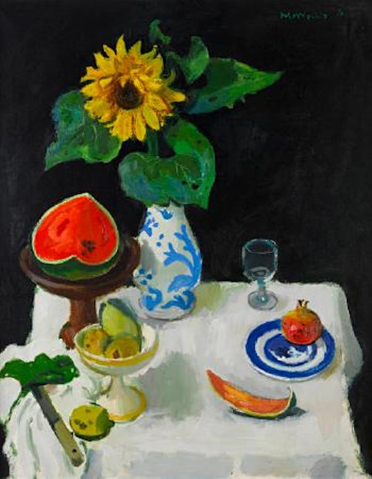 Still life with melon by Alberto Morrocco