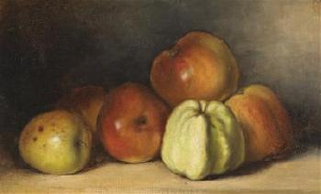 Studio still life with apples by Gustave Courbet