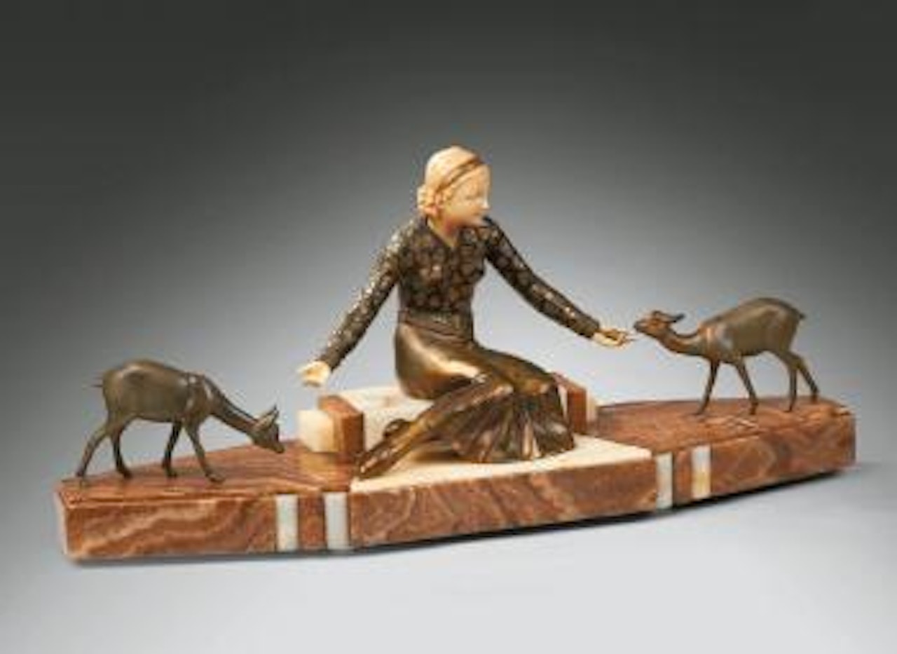Jeune fille aux faons by Demetre Chiparus