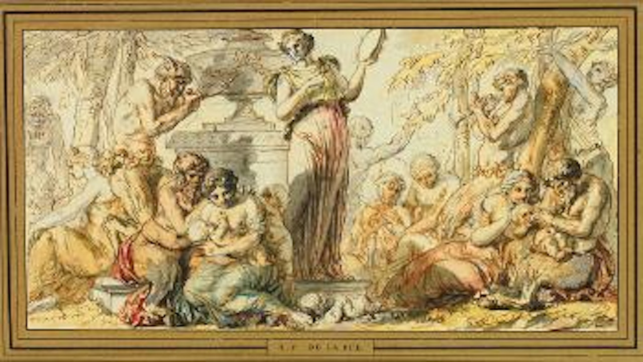 Bacchantisches Fest in einem Park by Louis-Félix de la Rue