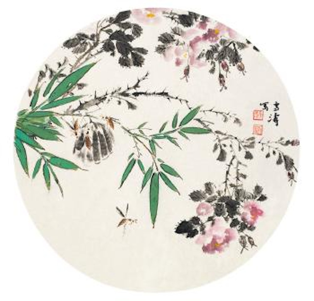 Bee and flowers by Wang Xuetao