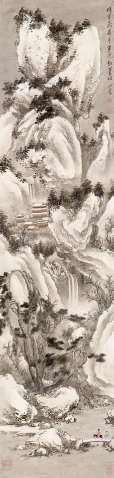 Travelling in snowed mountains by Pu Ru