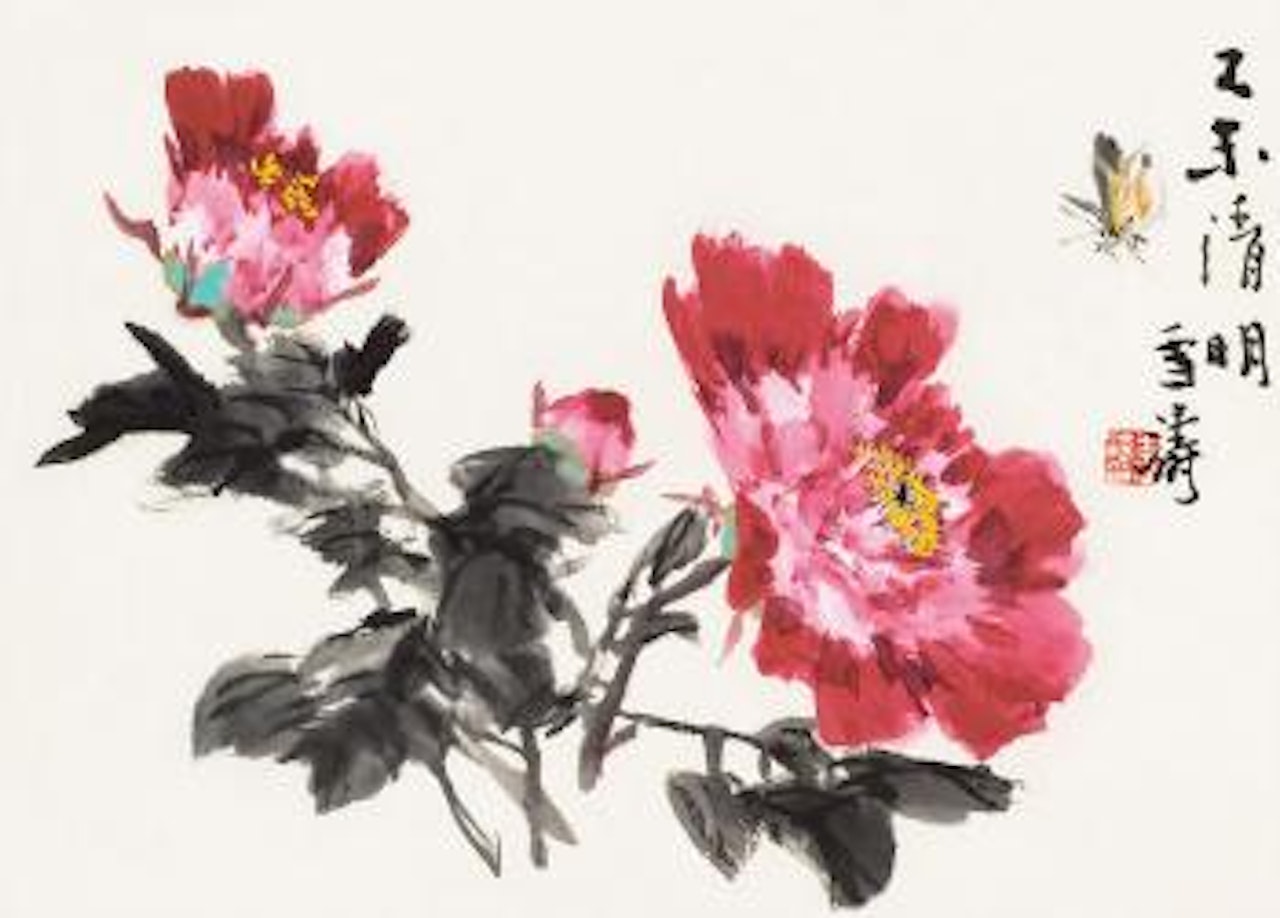 Flowers and butterflies by Wang Xuetao