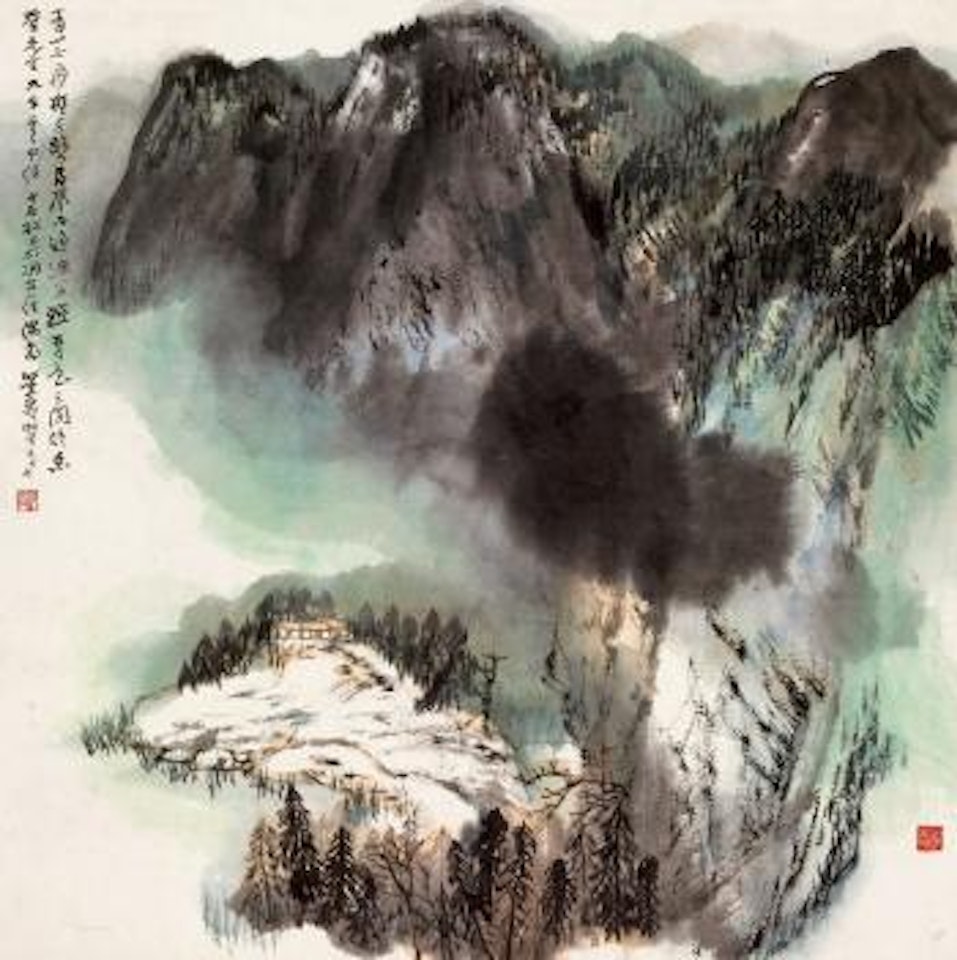 Cottage in mountains by He Haixia