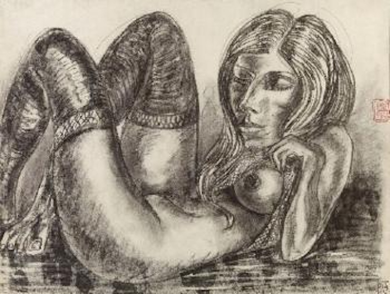 Femme nue allongée by Pierre Bettencourt