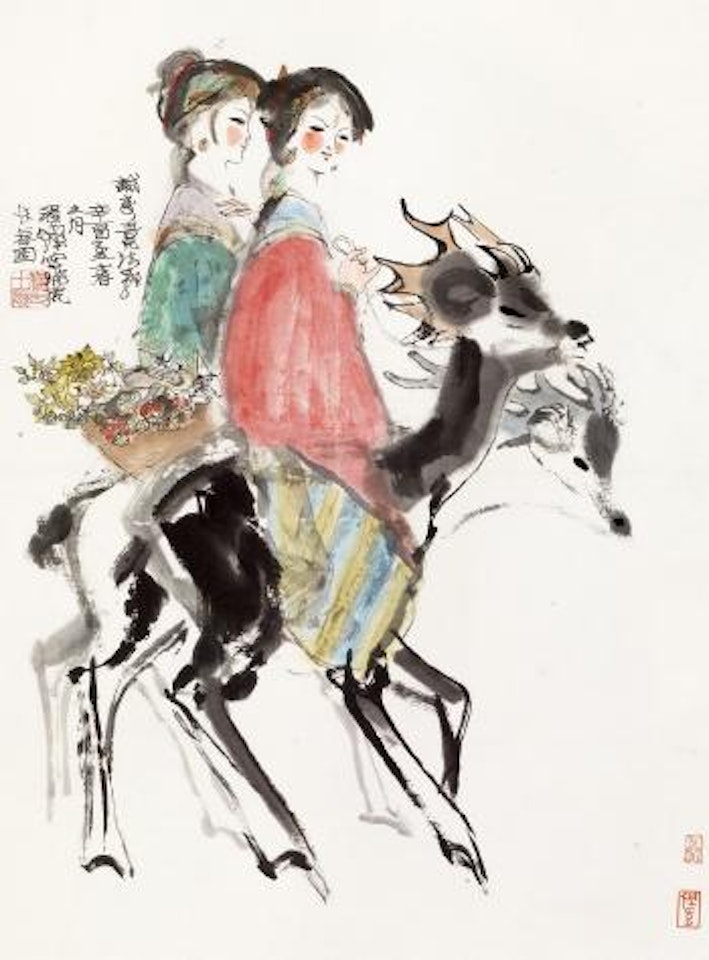 Girls and deers by Cheng Shifa