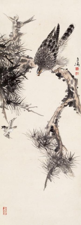 Eagle and sparrow by Wang Xuetao
