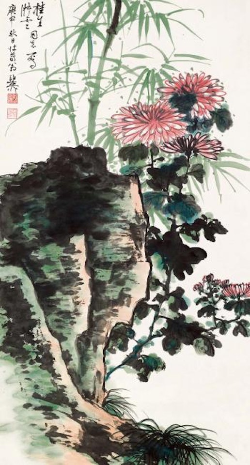 Flowers and bamboo by Xie Zhiliu