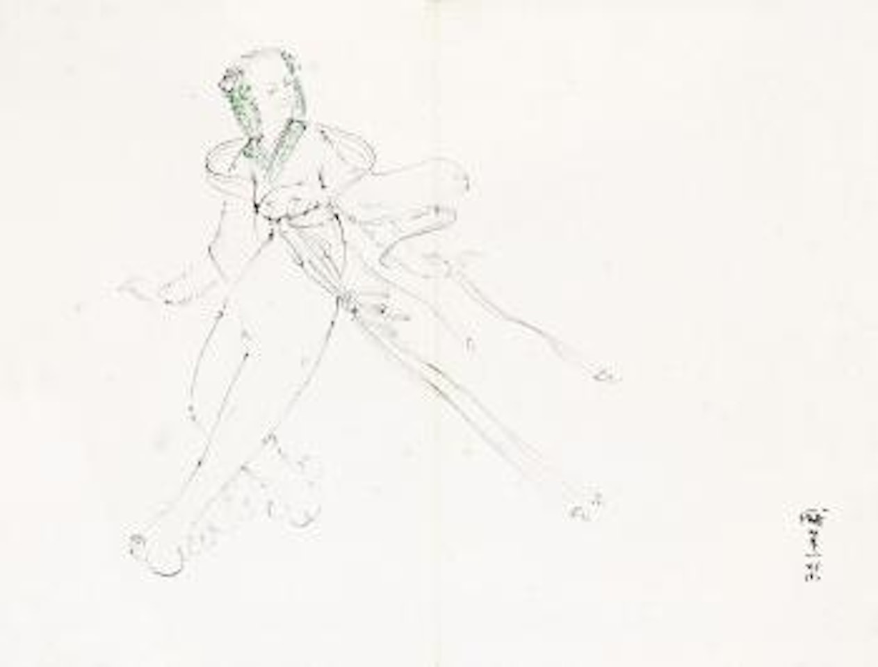 Dancer in green dress by Pang Xunqin