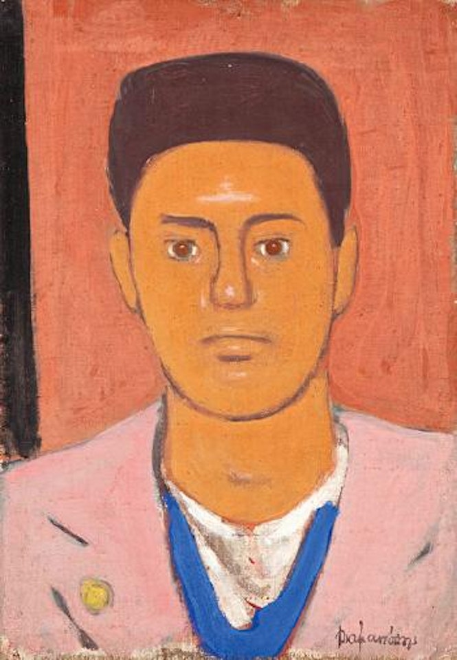 Young man in pink jacket by Diamantis Diamandopoulos