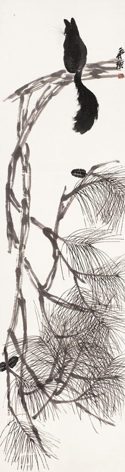 Squirrel and pine tree by Qi Baishi
