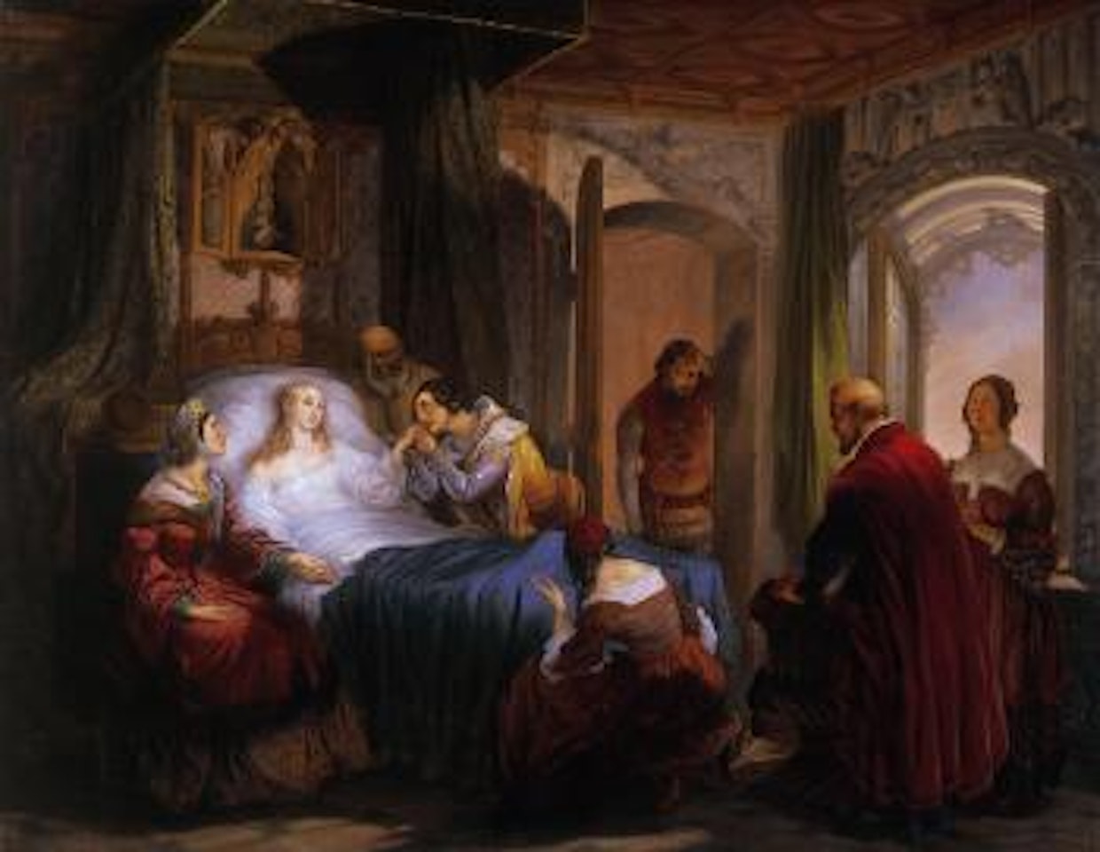 Yearning for love, long desired encounter of Bice del Balzo and Ottorino by Francesco Hayez