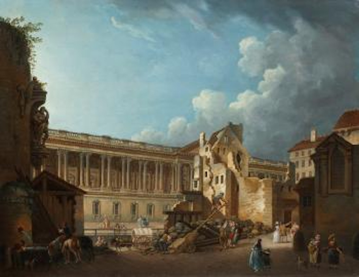 Dégagement de la collonnade du Louvre vue prise pendant le démolition des vestiges de l'Hôtel du Petit Bourbon by Pierre Antoine Demachy