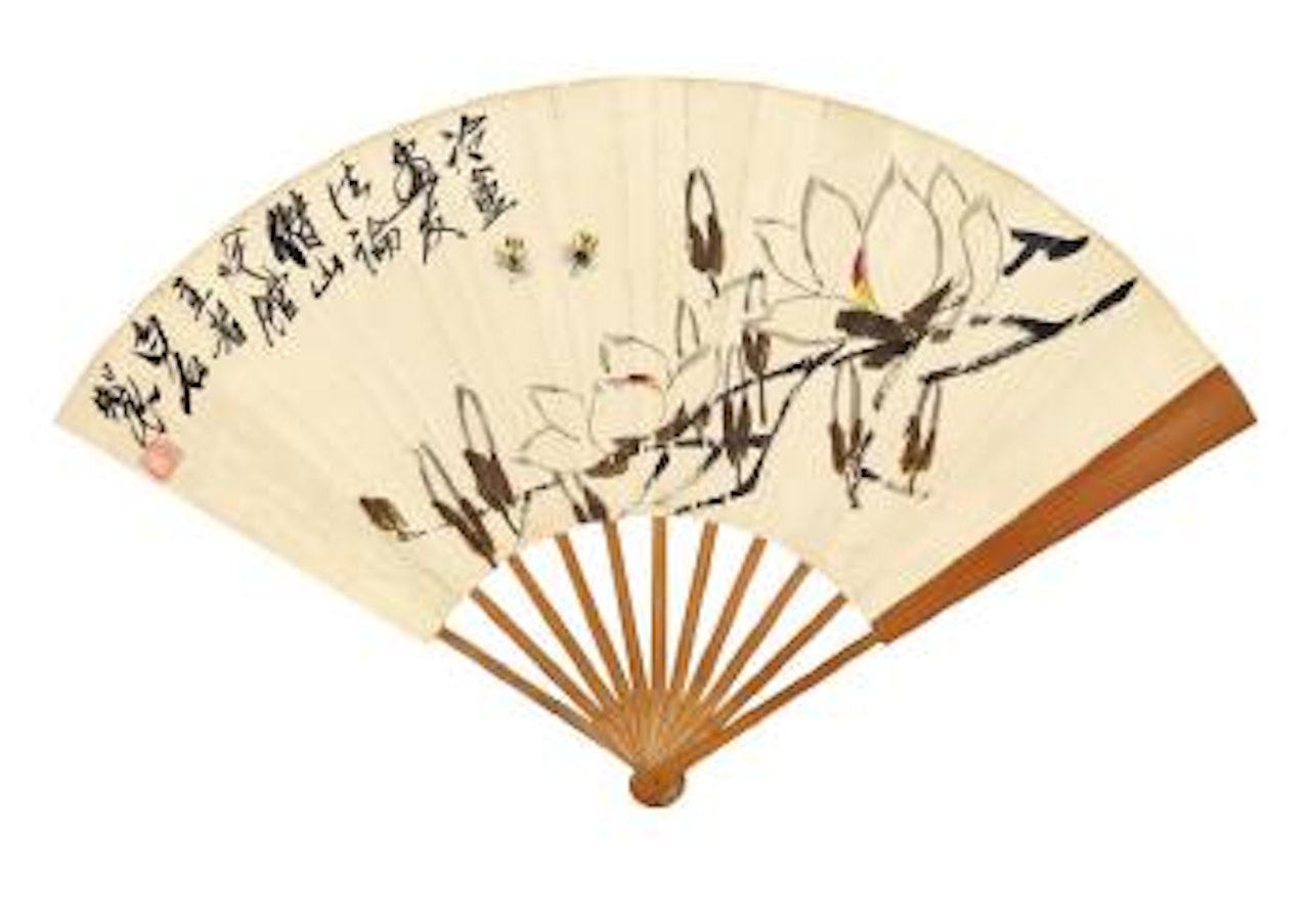 Magnolia flowers and bees by Qi Baishi