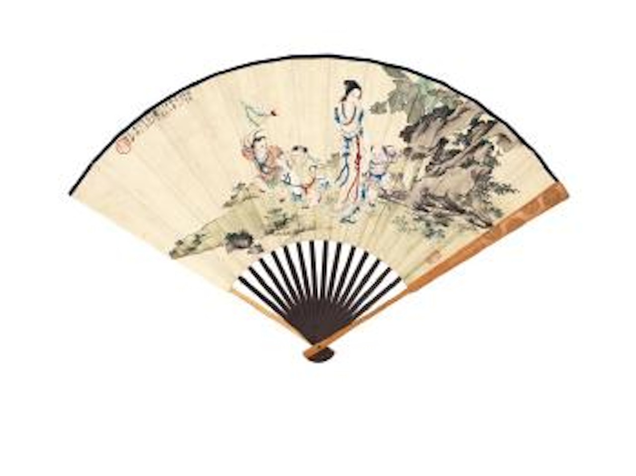 A lady and children by Xu Cao