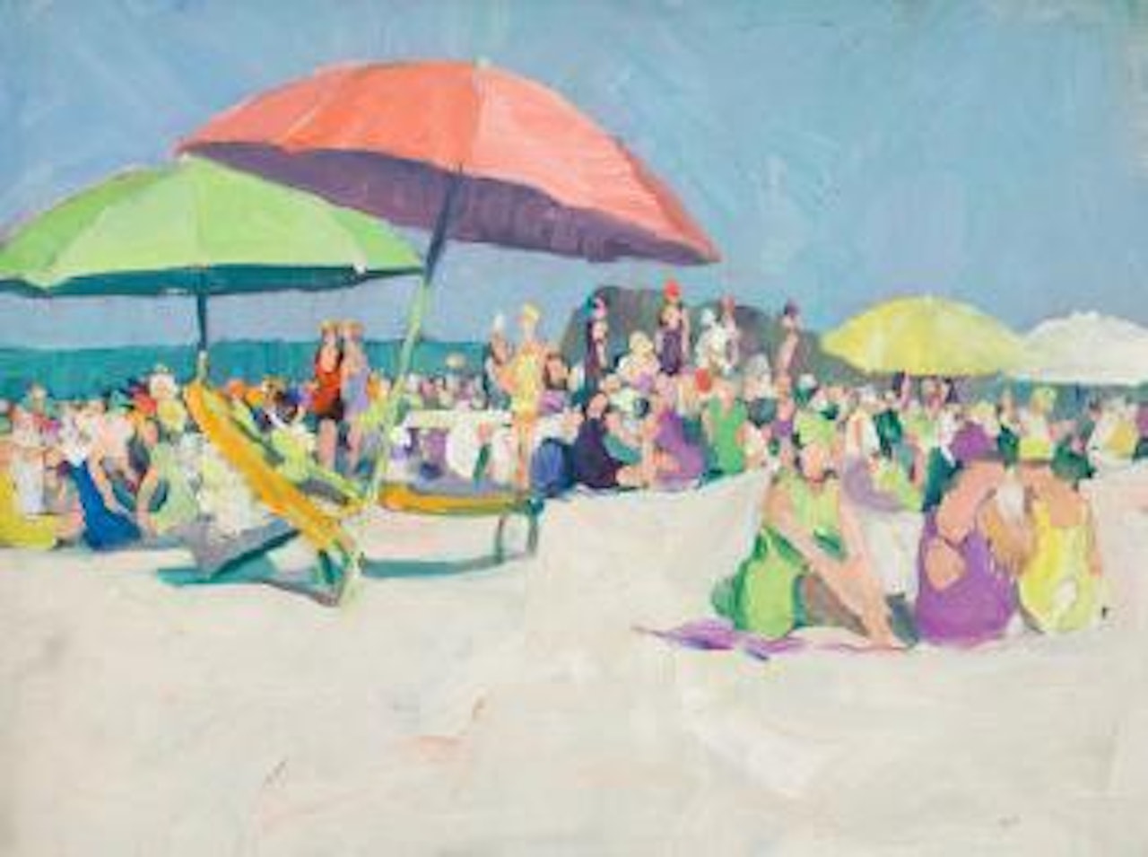 Beach scene (Four umbrellas) by Jane Peterson