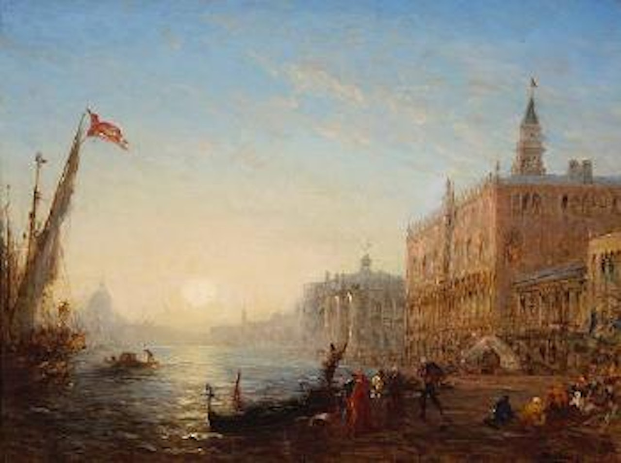 Embarquement sur le quai des Esclavons, Venise by Félix Ziem