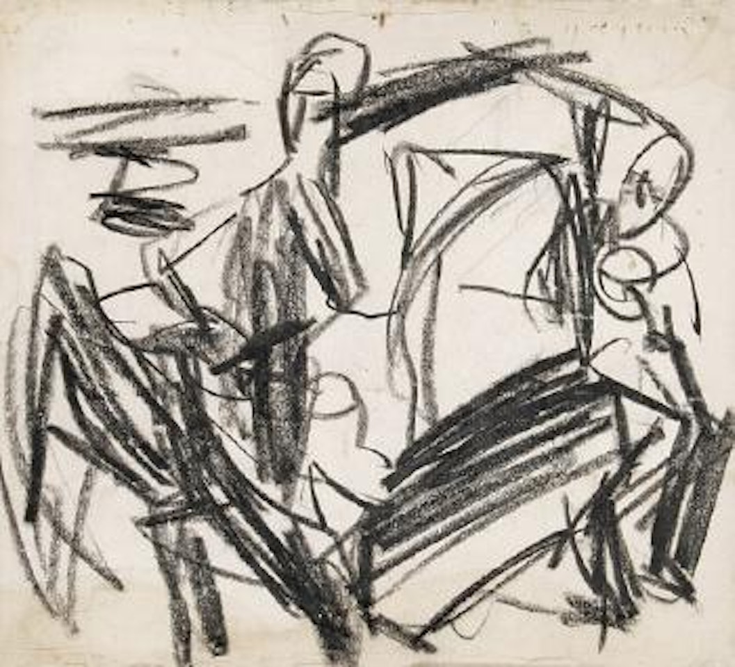 Bauern und Ziegen an der Tränke (Staffelalp) by Ernst Ludwig Kirchner
