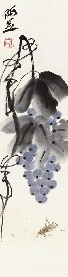 Grapes and insect by Qi Baishi