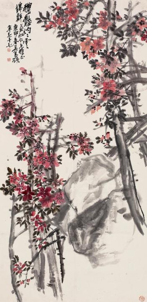 Chrysanthemum and stone by Wu Changshuo