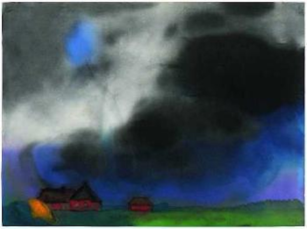 Marschlandschaft mit Bauernhof und dunkeln Gewitterwolken by Emil Nolde