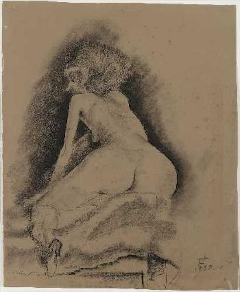 Hockender weiblicher Akt by Otto Dix