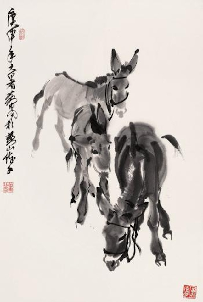 Three donkeys by Huang Zhou