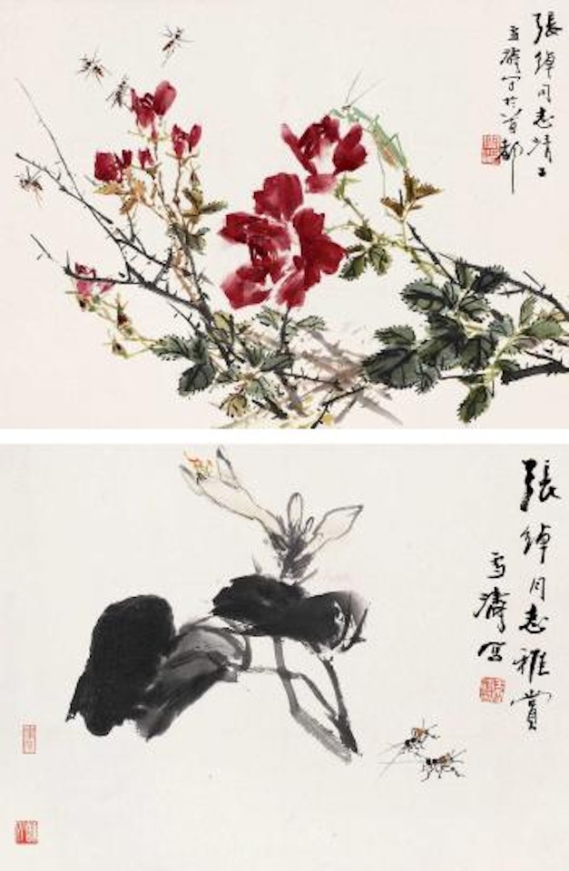Jade hairpin and chian rose by Wang Xuetao
