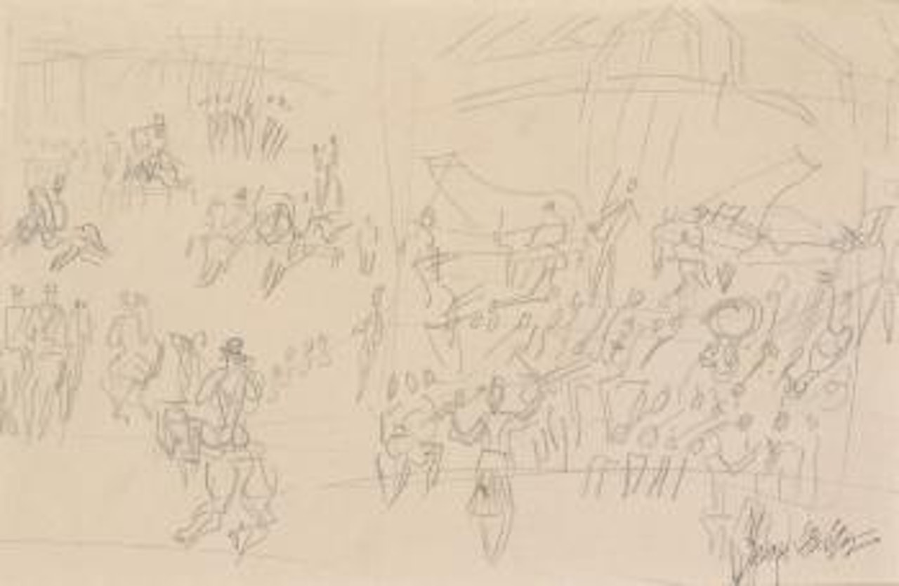 Springreiter im Zirkuszelt mit Musikkapelle by Jean Dufy