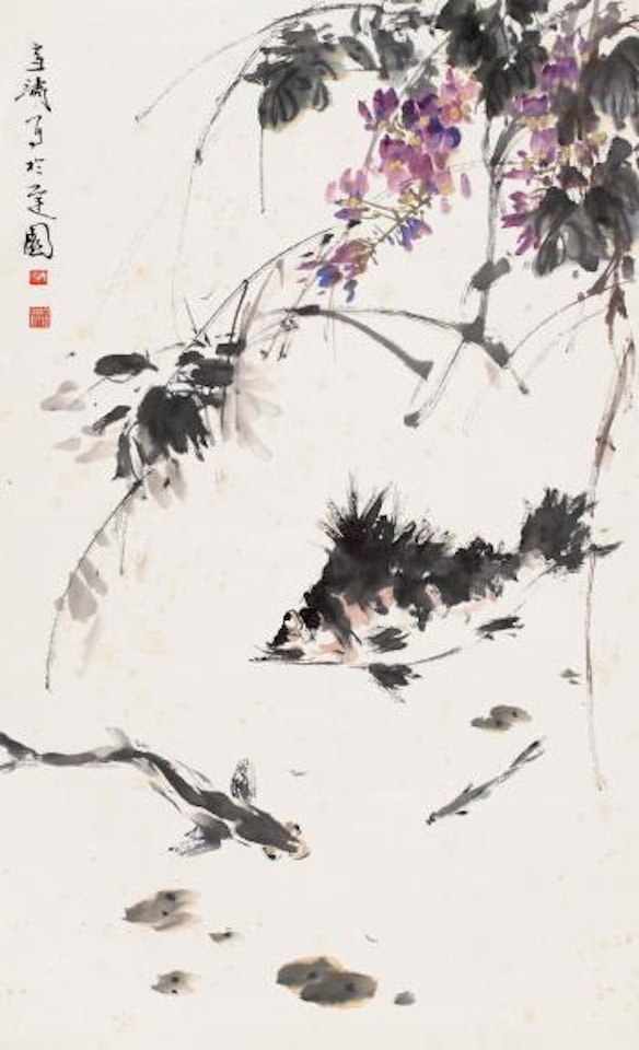 Fish and wistaria by Wang Xuetao