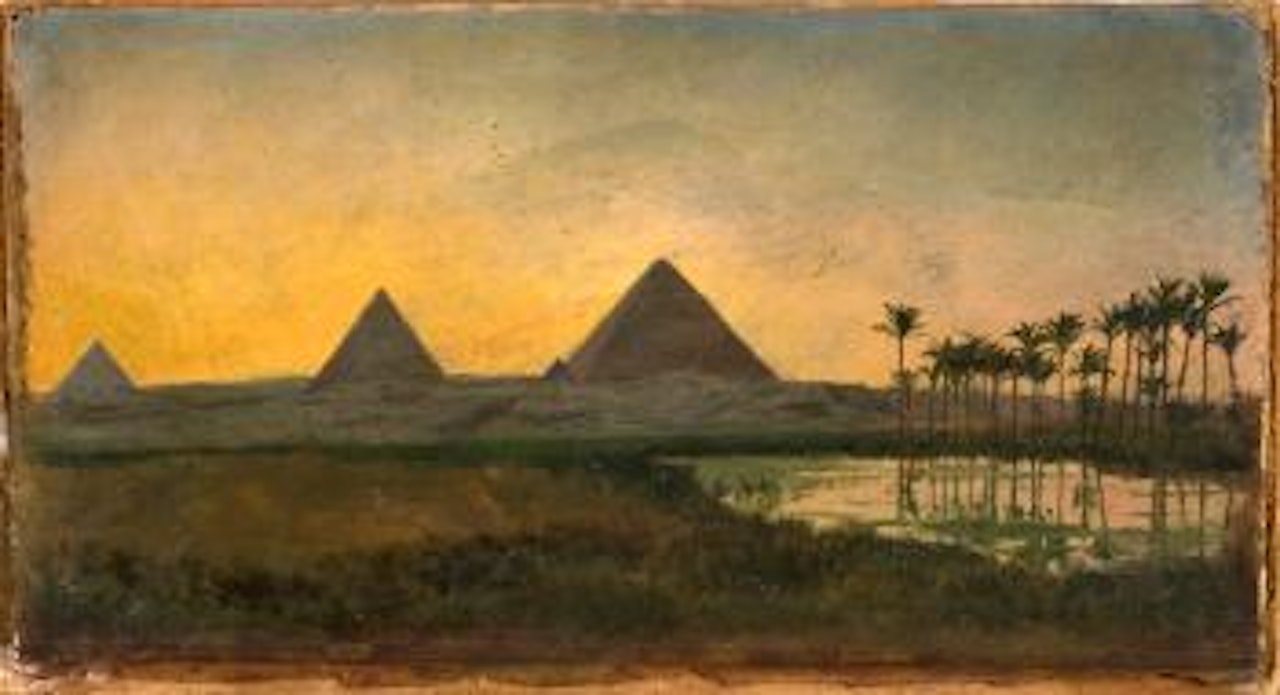 The Pyramids at sunset by Edwin Lord Weeks
