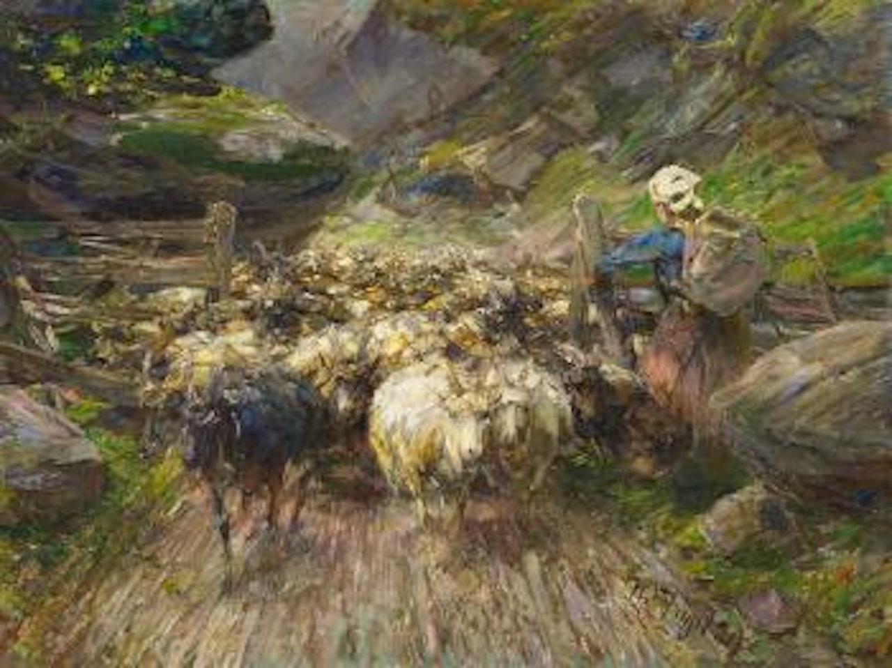 Hirtin mit Ziegenherde by Heinrich von Zugel
