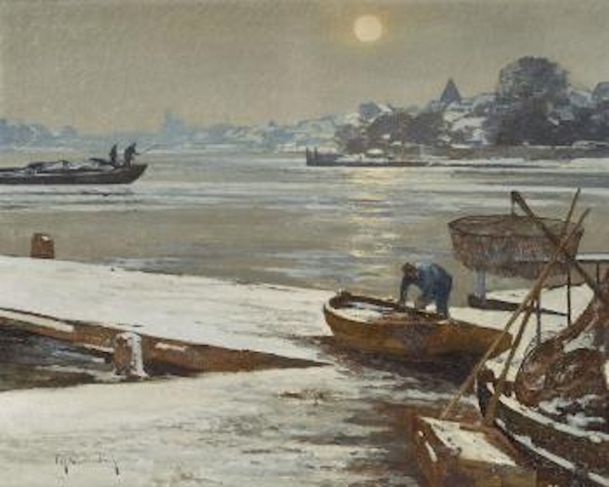 Winterliche Flusslandschaft by Max Clarenbach