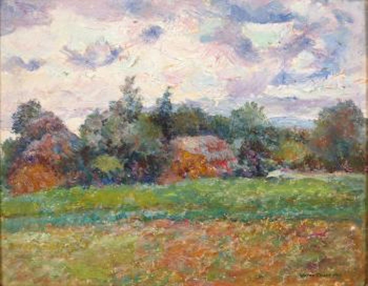 Paysage au ciel rose by Victor Charreton