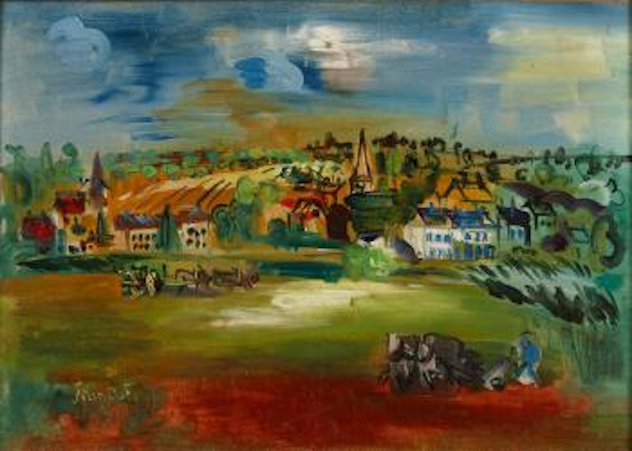 Village et moissonneurs by Jean Dufy