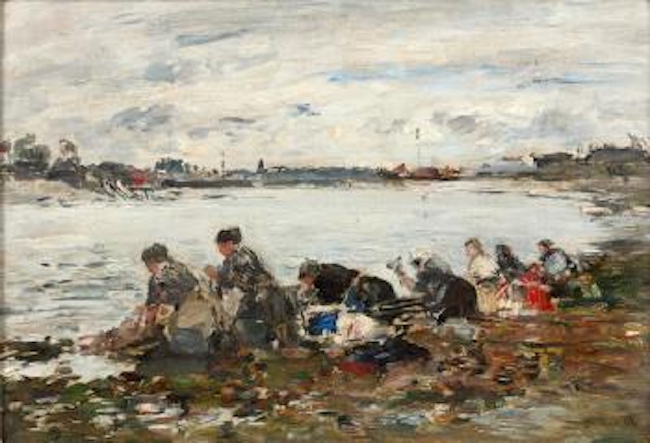 Laveuses au bord de la Touques by Eugène Boudin