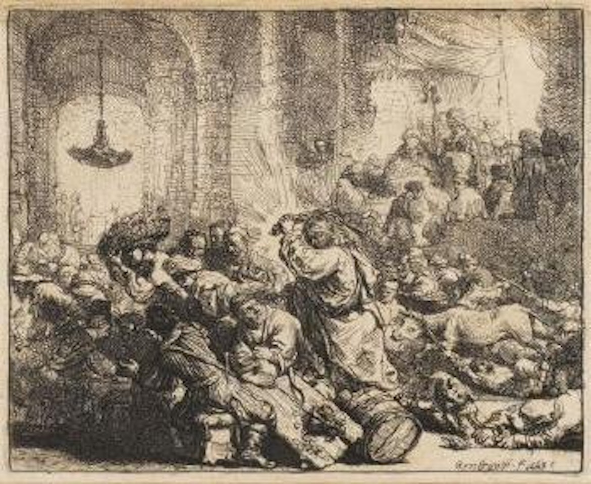 Christus vertreibt die Handler aus dem Tempel by Attributed to Rembrandt Harmensz van Rijn