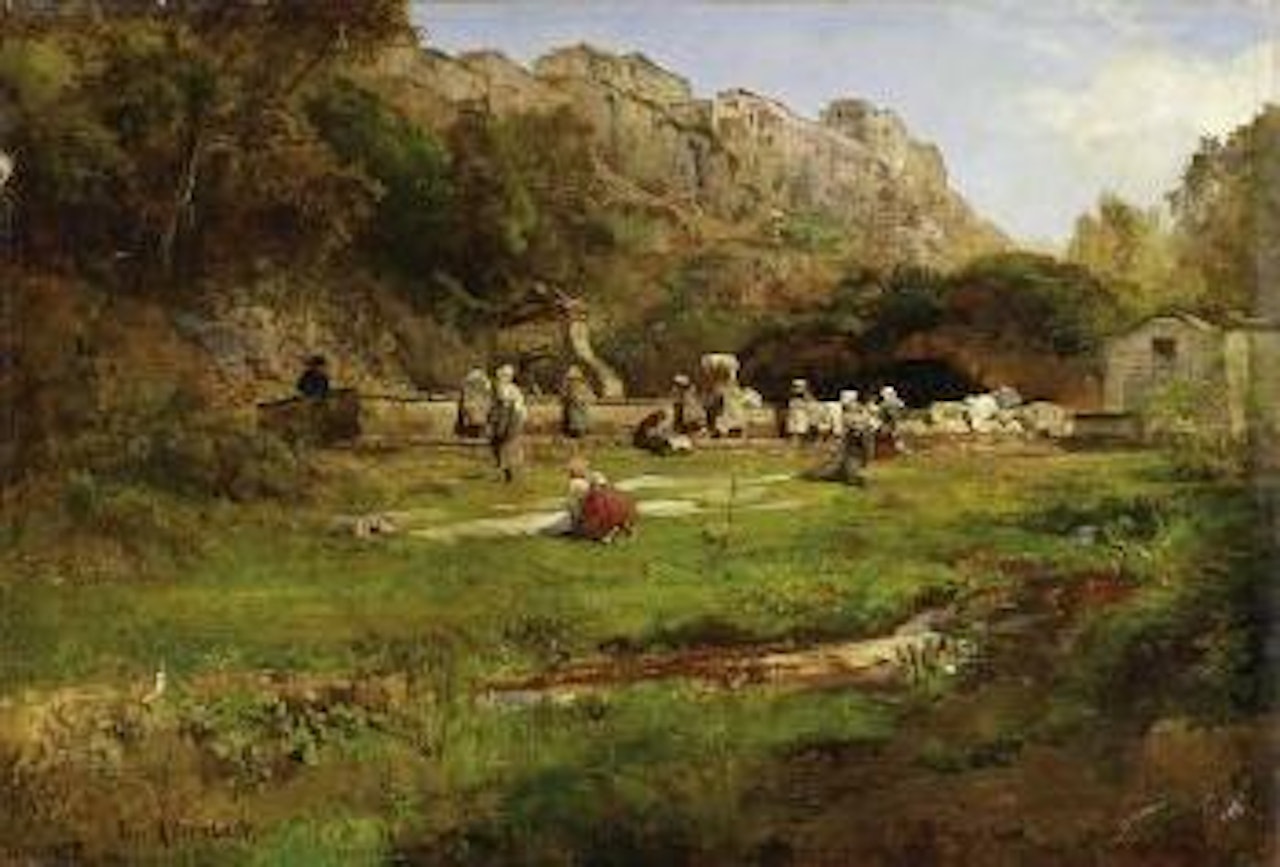 Wascherinnen am Brunnen by Oswald Achenbach