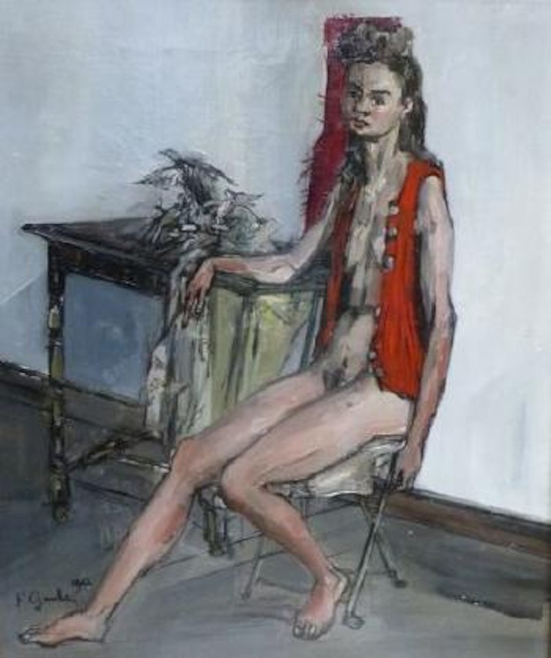 Nu assis au tricot rouge by Francis Gruber