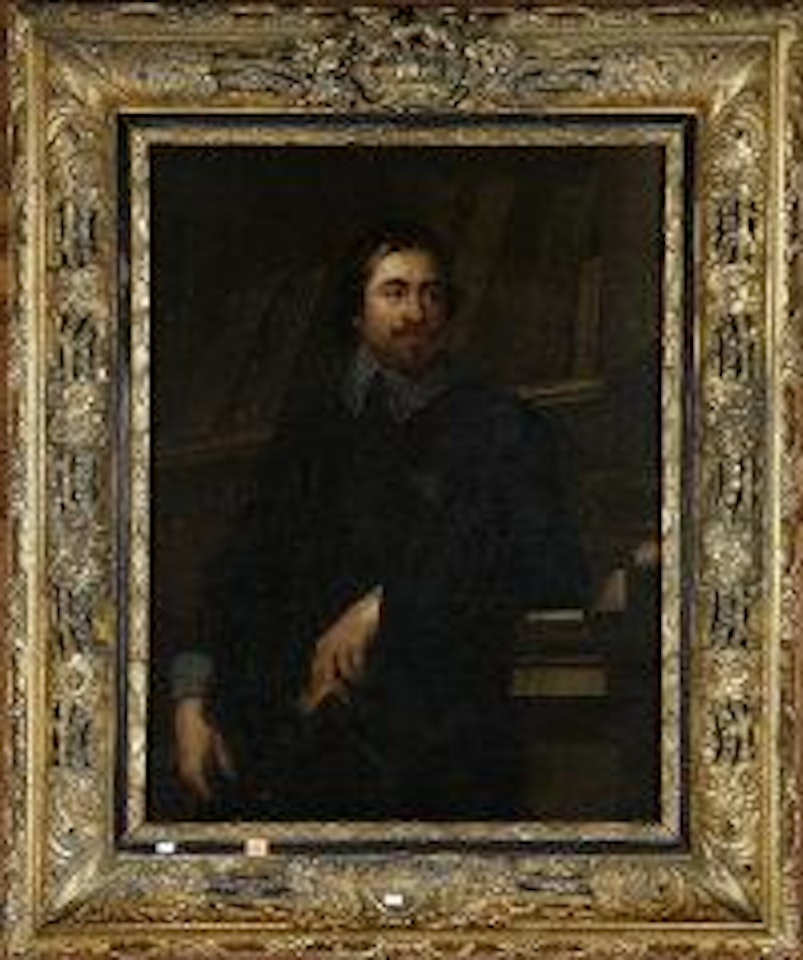 Portrait of Thomas Wentworth, Earl of Strafford three-quarter length in a library interior by Anthony van Dyck