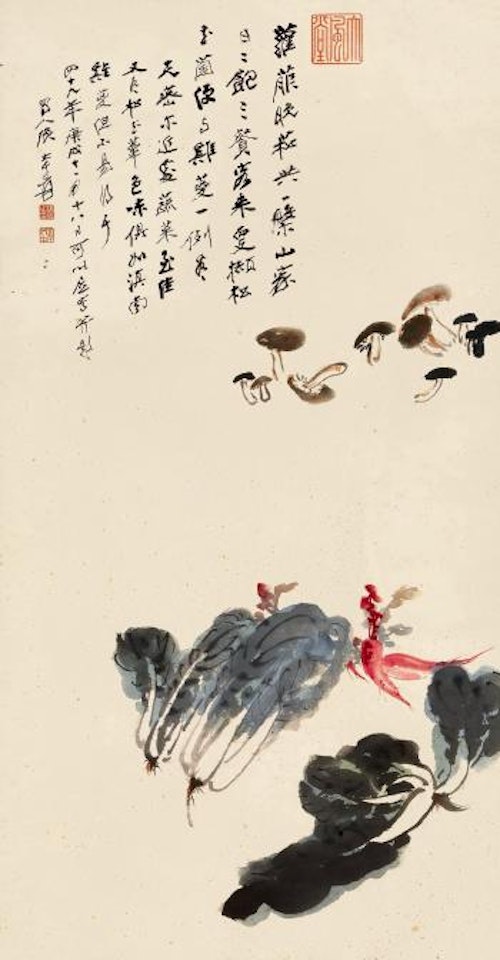 Radishes, mushrooms and Chinese cabbages by Zhang Daqian