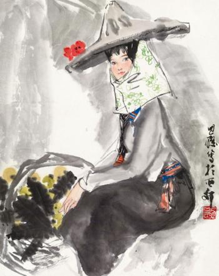 Girl and loquats by Zhou Sicong