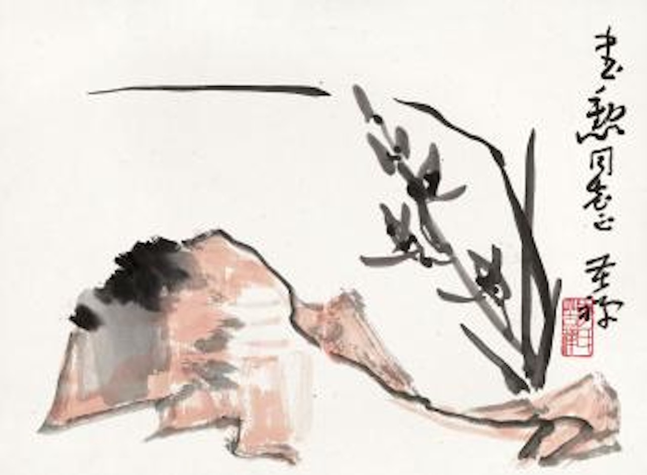 Orchids and stones by Li Kuchan