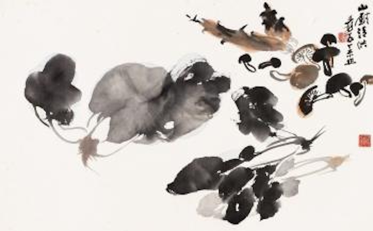 Chinese cabbages and mushrooms by Zhang Daqian