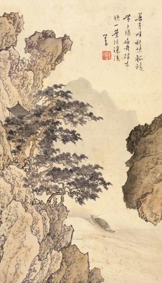 A temple in mountains by Pu Ru