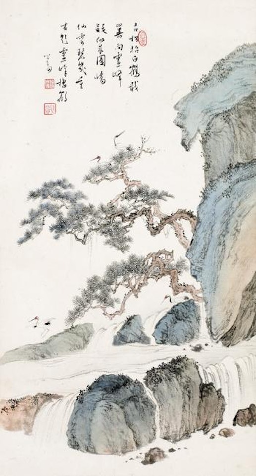 Red-crowned cranes by Pu Ru