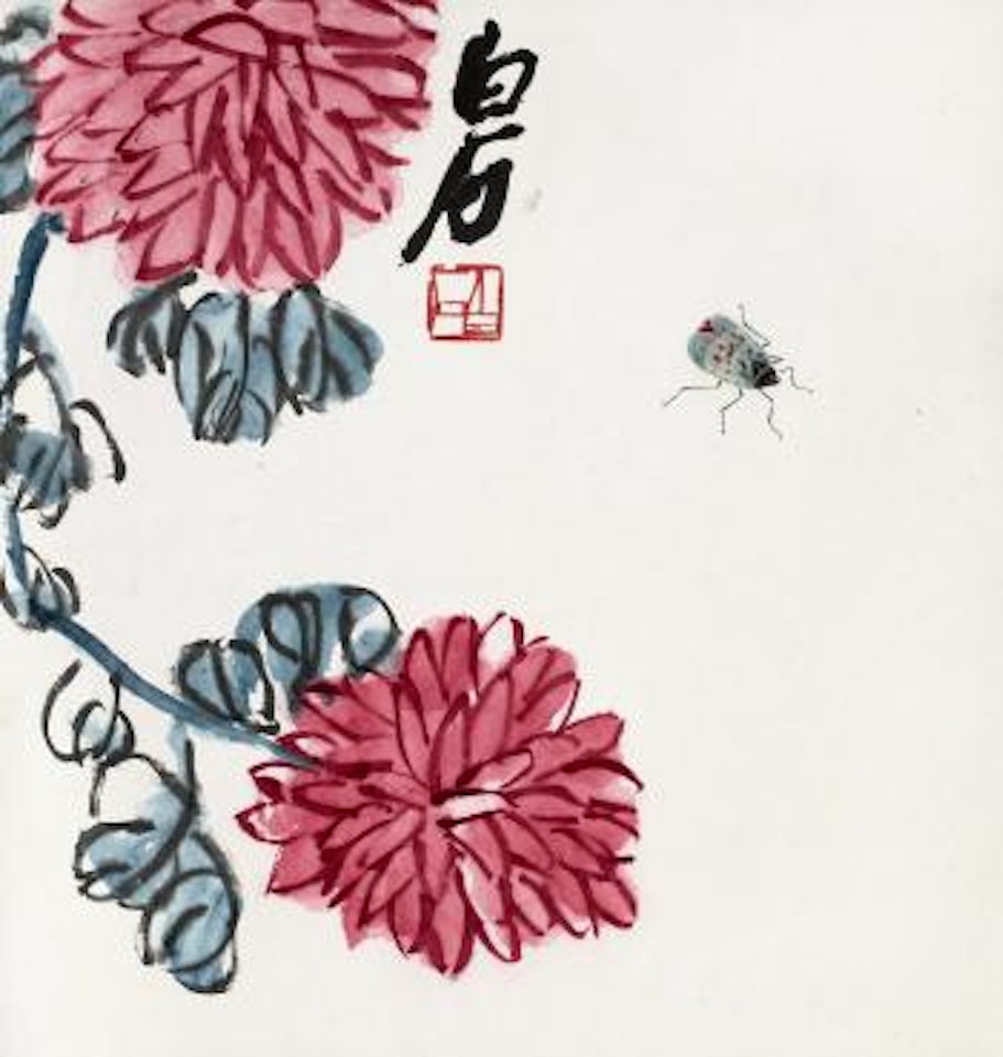 Chrysanthemums and insect by Qi Baishi